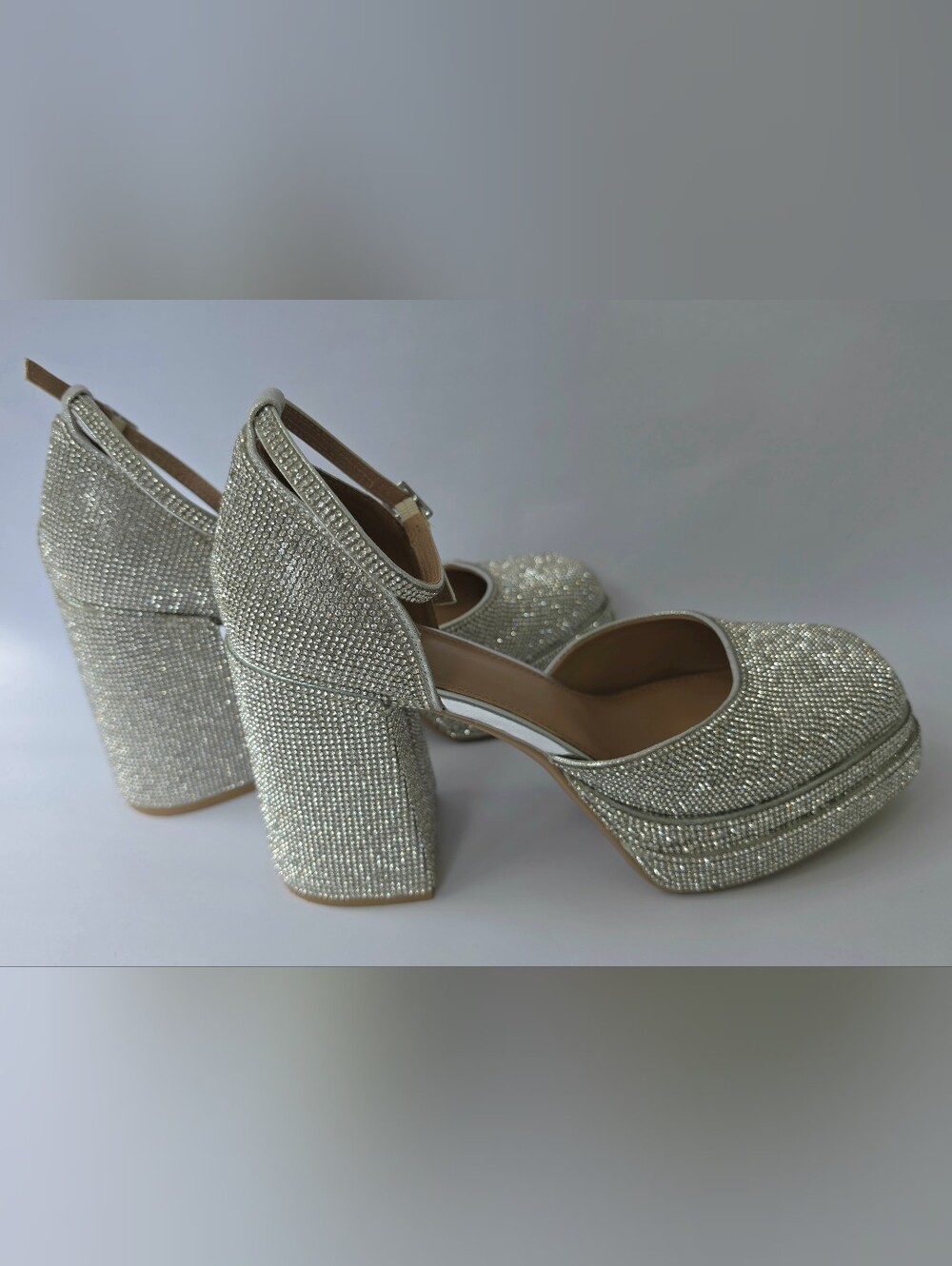 wild fable Silver Rhinestone Platform Block Heels - Picture 5 of 9